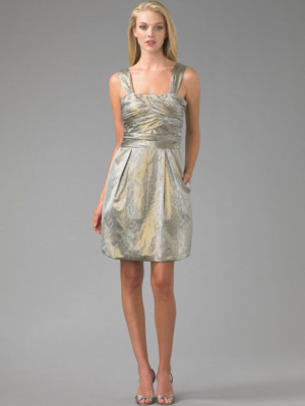DIANE von FURSTENBERG TREENIE SILVER BUBBLE HEM TAFETTA DRESS- US 4 - UK 8 - NWT